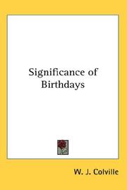Cover of: Significance of Birthdays by W. J. Colville