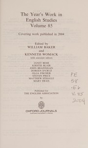 Cover of: The year's work in English studies by William Baker, Kenneth Womack