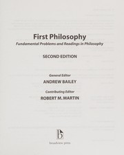 Cover of: First Philosophy by Andrew Bailey