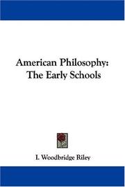 Cover of: American Philosophy: The Early Schools