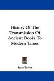 Cover of: History Of The Transmission Of Ancient Books To Modern Times