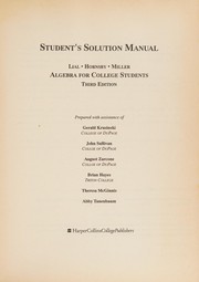 Cover of: Algebra for college students: student's solution manual