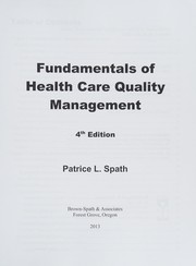 Cover of: Fundamentals of health care quality management
