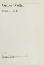 Cover of: Orson Welles. by Joseph McBride