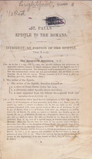 Cover of: Explanatory analysis of St. Paul's Epistle to the Romans
