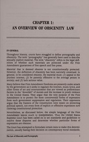 Cover of: The law of obscenity and pornography