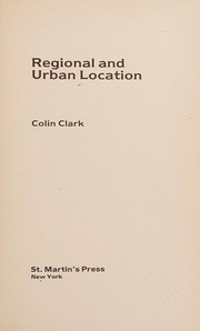 Cover of: Regional and urban location