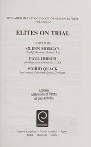 Cover of: Elites on Trial by Glenn Morgan, Paul Hirsch, Sigrid Quack, Michael Lounsbury