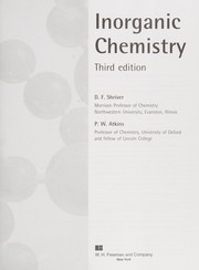 Inorganic chemistry by D. F. Shriver