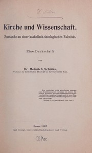 Cover of: Kirche und Wissenschaft: Zustand an einer katholisch-theologischen Fakultät, eine Denkschrift