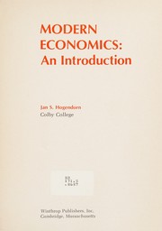 Cover of: Modern economics by Jan S. Hogendorn