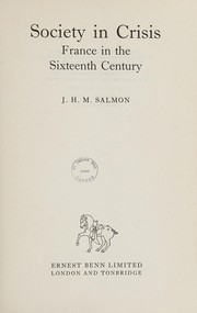 Cover of: Society in crisis by John Hearsey McMillan Salmon