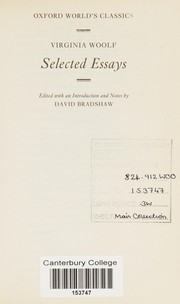Cover of: Selected essays by Virginia Woolf