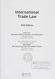 Cover of: International Trade Law