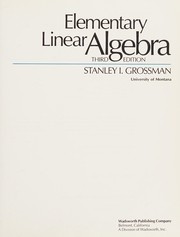 Cover of: Elementary linear algebra by Stanley I. Grossman