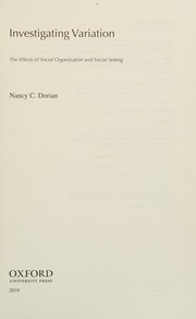 Cover of: Investigating variation by Nancy C. Dorian