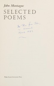 Cover of: Selected poems by Montague, John.