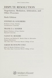 Cover of: Dispute resolution by Stephen B. Goldberg