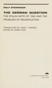 Cover of: The German Question by Rolf Steininger