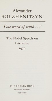 Cover of: ONE WORD OF TRUTH.... by Александр Исаевич Солженицын