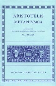 Cover of: Aristotelis Metaphysica (Greek Language Edition) by Aristotle