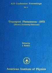 Cover of: Transport phenomena--1973 (Brown University seminar).