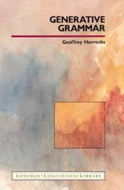 Cover of: Generative grammar by Geoffrey C. Horrocks