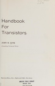 Cover of: Handbook for transistors