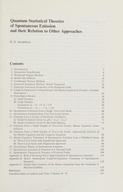Cover of: Quantum statistical theories of spontaneous emission and their relation to other approaches