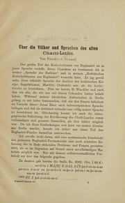 Cover of: Über die völker und sprachen des alten Chatti-landes