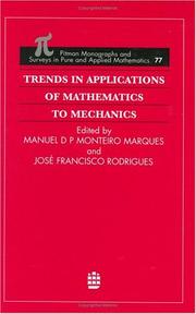 Cover of: Trends in Applications of Mathematics to Mechanics (Pitman Research Notes in Mathematics)