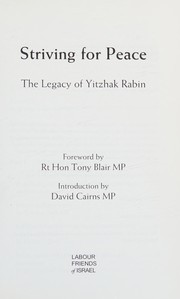 Cover of: Striving for peace: the legacy of Yitzhak Rabin