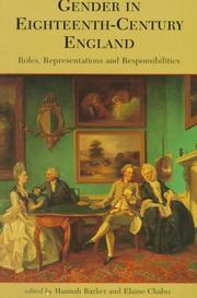 Cover of: Gender in eighteenth-century England: roles, representations, and responsibilities