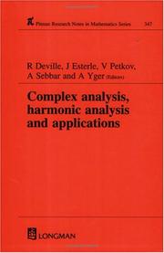 Complex analysis, harmonic analysis and applications by R. Deville, Robert Deville, J Esterle, V Petkov, A Sebbar, A Yger