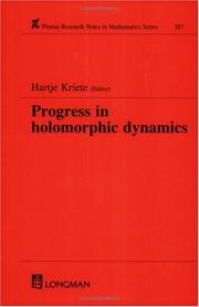 Cover of: Progress in Holomorphic Dynamics (Research Notes in Mathematics Series) by Hartje Kriete