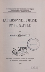 Cover of: La personne humaine et la nature