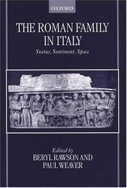 Cover of: The Roman Family in Italy: Status, Sentiment, Space (National University Series ºn)