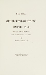 Cover of: Quodlibetal questions on free will
