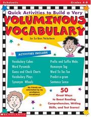Cover of: Quick Activities to Build a Very Voluminous Vocabulary (Grades 4-8) by Leann Nickelsen