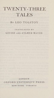 Cover of: Twenty Three Tales (World's Classics) by Lev Nikolaevič Tolstoy