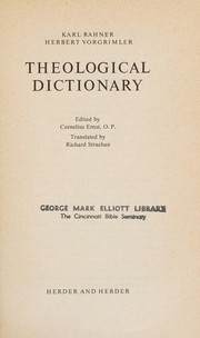 Cover of: Theological dictionary by Karl Rahner