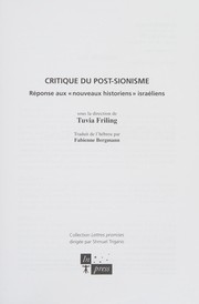 Cover of: Critique du post-sionisme by sous la direction de Tuvia Friling ; traduit de l'hébreu par Fabienne Bergmann.