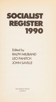 Cover of: Socialist Register, 1990: The Retreat of the Intellectuals (Socialist Register)