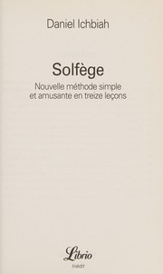 Cover of: Solfège: nouvelle méthode simple et amusante en treize leçons