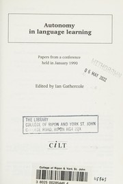 Cover of: Autonomy in language learning by edited by Ian Gathercole.