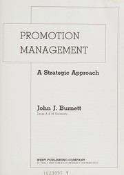 Cover of: Promotion management: a strategic approach