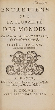 Cover of: Entretiens sur la pluralité des mondes [I-VI]