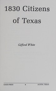 Cover of: 1830 citizens of Texas