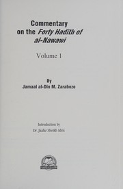 Commentary on the Forty Hadith of al-Nawawi by Jamaal al-Din M. Zarabozo