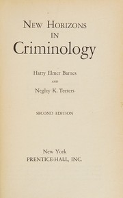 Cover of: New horizons in criminology